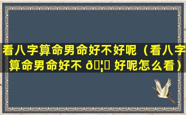 看八字算命男命好不好呢（看八字算命男命好不 🦄 好呢怎么看）